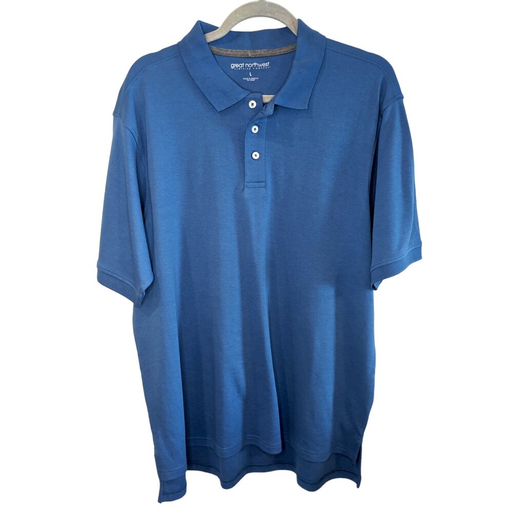 Great Northwest Men's Blue Short Sleeve Polo Large